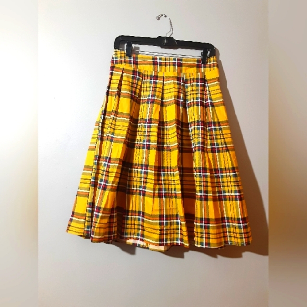 Dresstore NWT Women's Plaid Skirt Yellow Multicolor Size M Acadamia Preppy